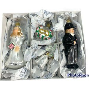 Inge-Glas Wedding Day Bride Groom Heart Bells Zur Hochzeit Christmas Ornaments